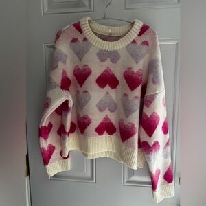 Only Pink and Cream Heart Sweater